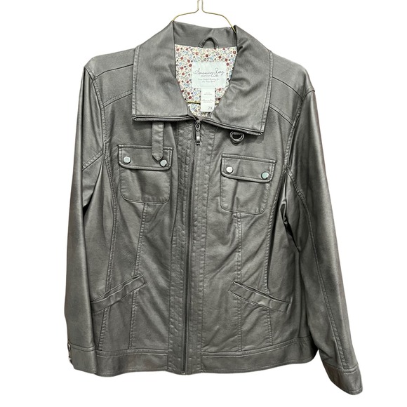 American Rag Co. Faux Leather Moto Jacket‎ Full Zip Pockets Gray 2X - Picture 1 of 8